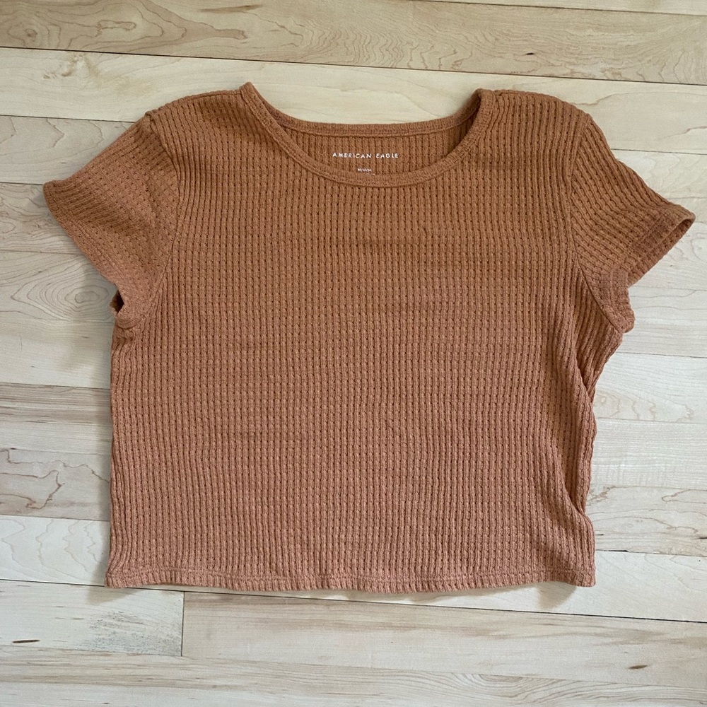 American Eagle Ribbed waffle Crop Top - Picture 3 of 5